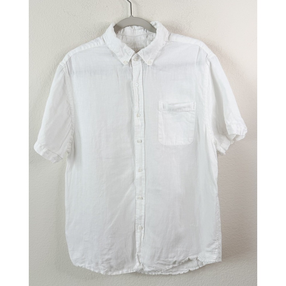Porter & Ash 100%‎ Linen Button Up Shirt Men's XL White Coastal Resort Beachy